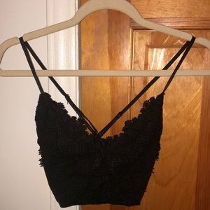 Black lace crop top